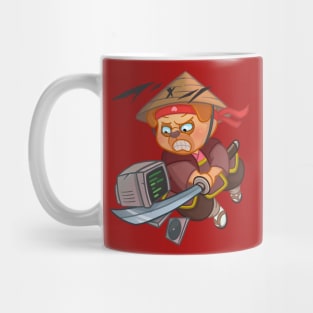 Computer fight – Pug samurai Mug